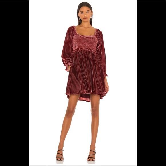 Free People Dresses & Skirts - NWT 
Free People
Daphne Velvet Sleeve Mini Dress